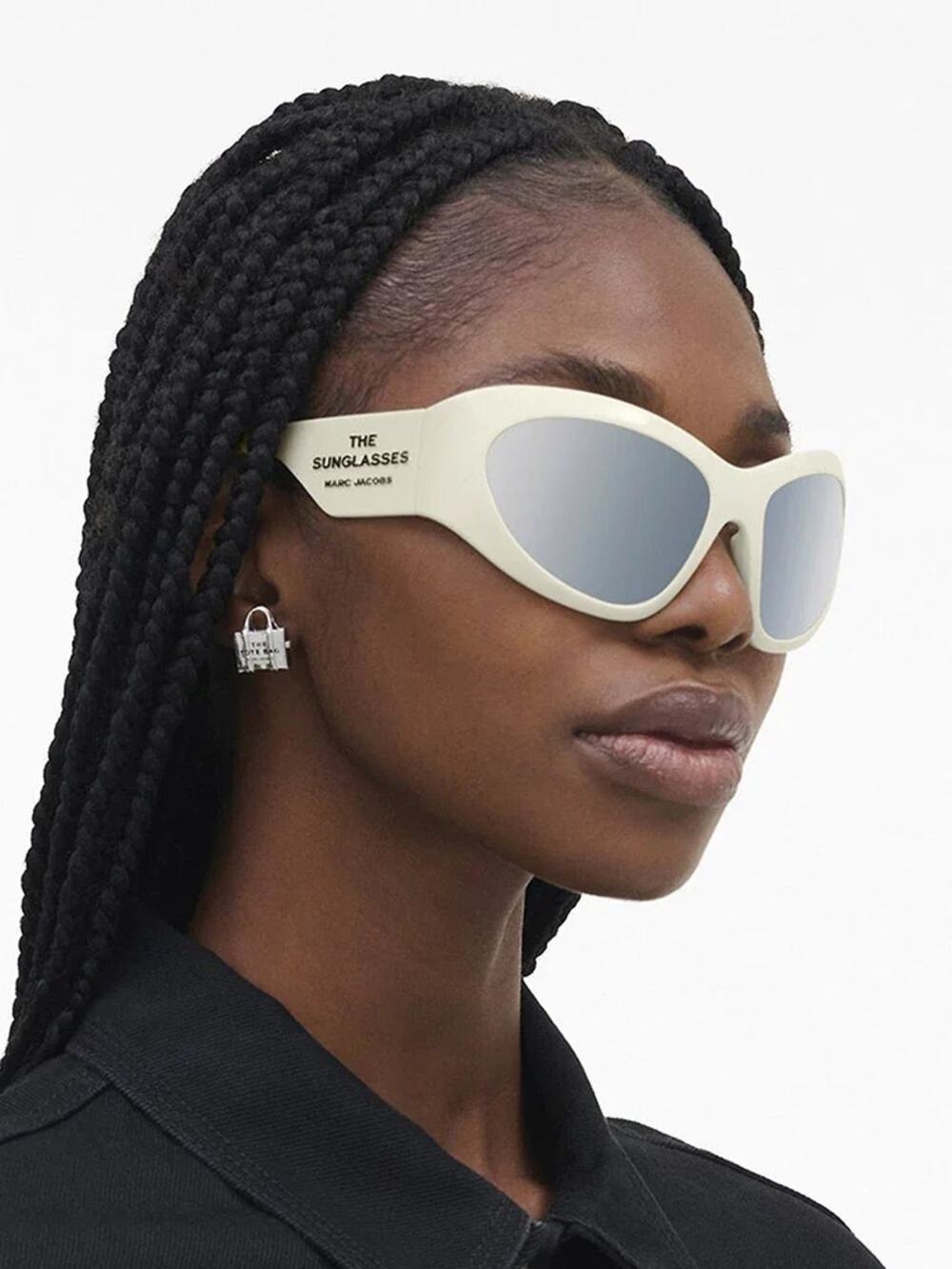 New! MARC JACOBS MARC 773/S SZJT4 Women's White Cat-Eye Sunglasses, Authentic